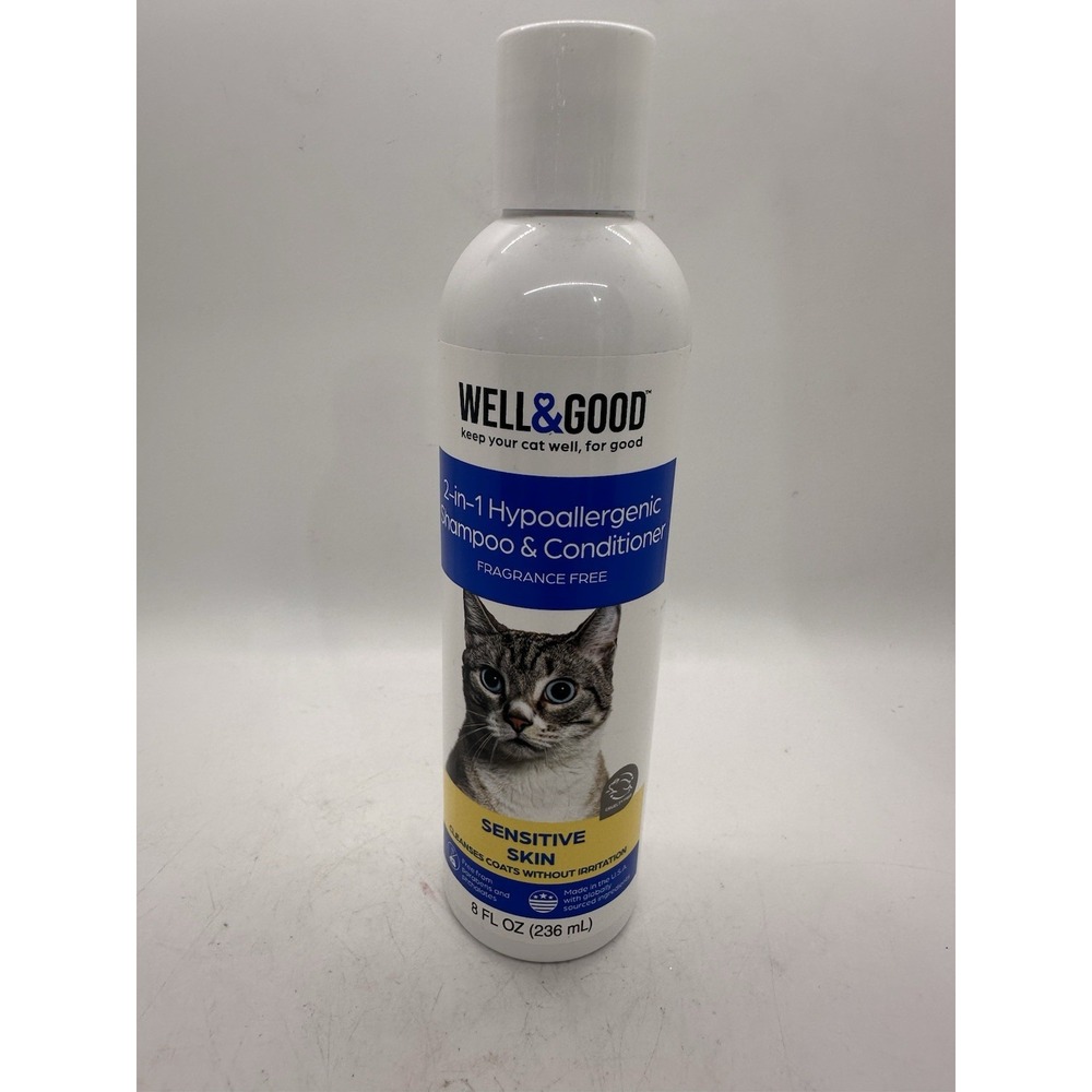 Well & Good 2-in-1 Hypoallergenic Cat Shampoo Conditioner 8 oz Sealed New